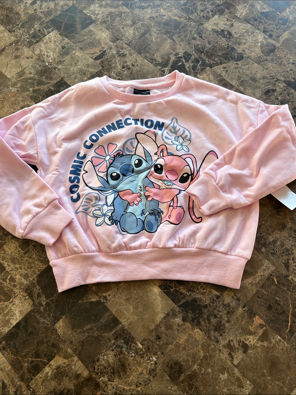 NWT 🆕 Disney Stitch Girls' Pink 'Cosmic Connection' Graphic Sweatshirt 4/5 years